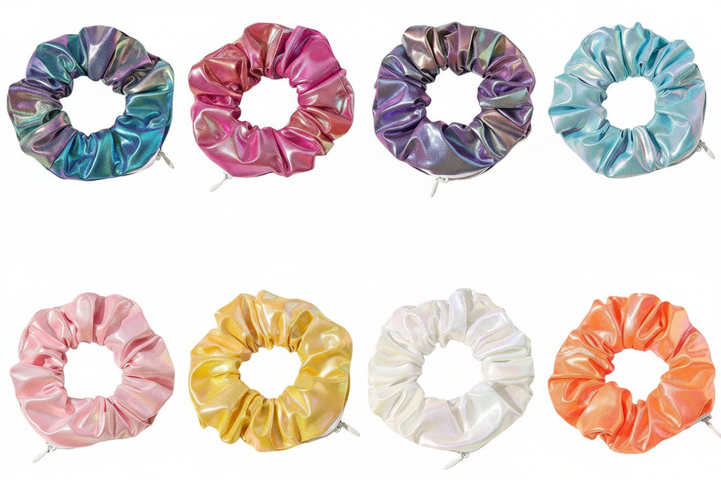 Hidden Compartment Metallic Scrunchies