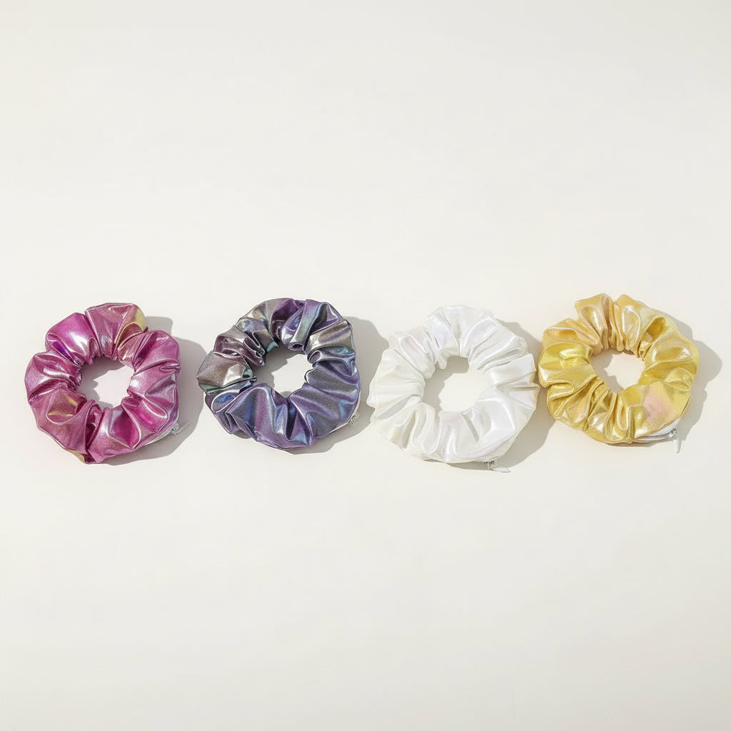 Hidden Compartment Metallic Scrunchies