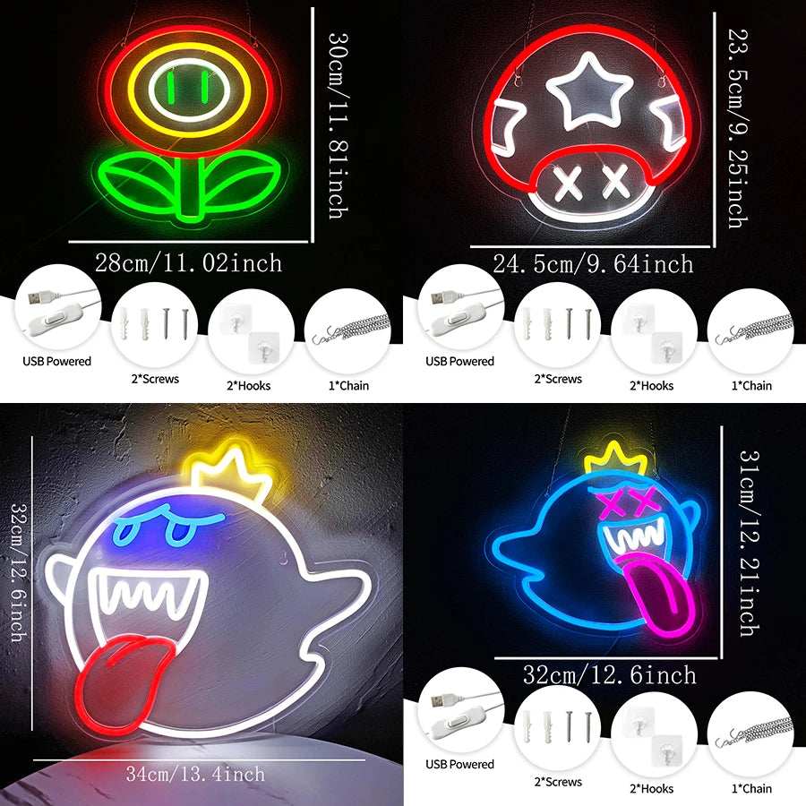 Mario Characters LED Neon Sign