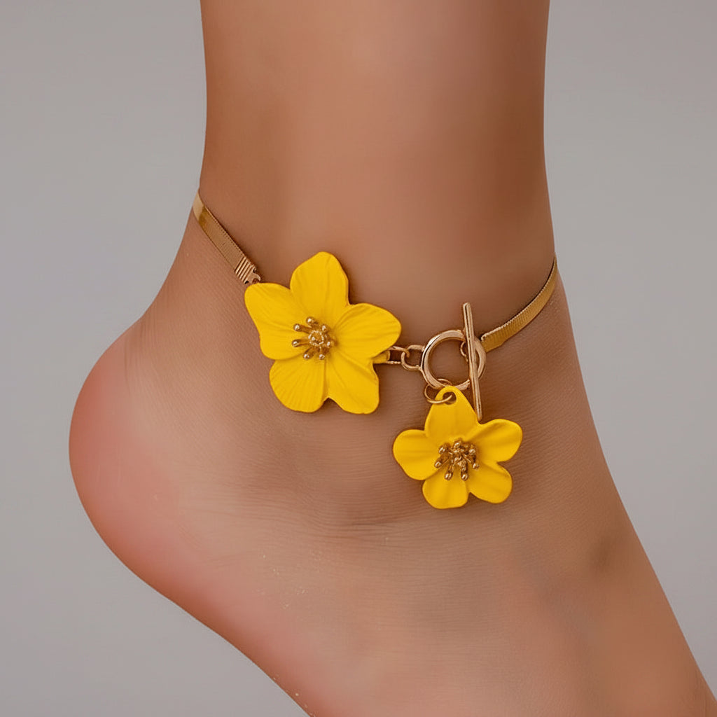 Chic Flower Pendant Anklet