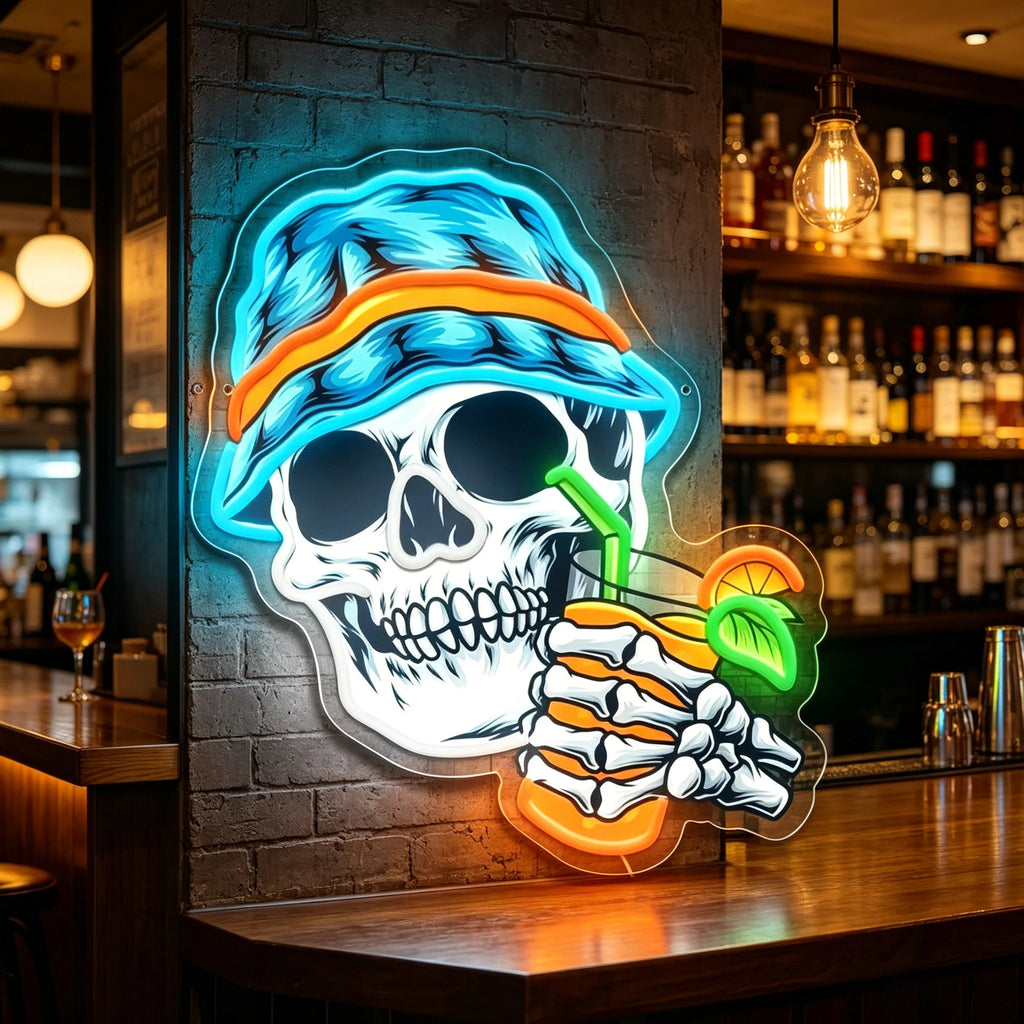 Summer Vibes Skull LED Neon Sign