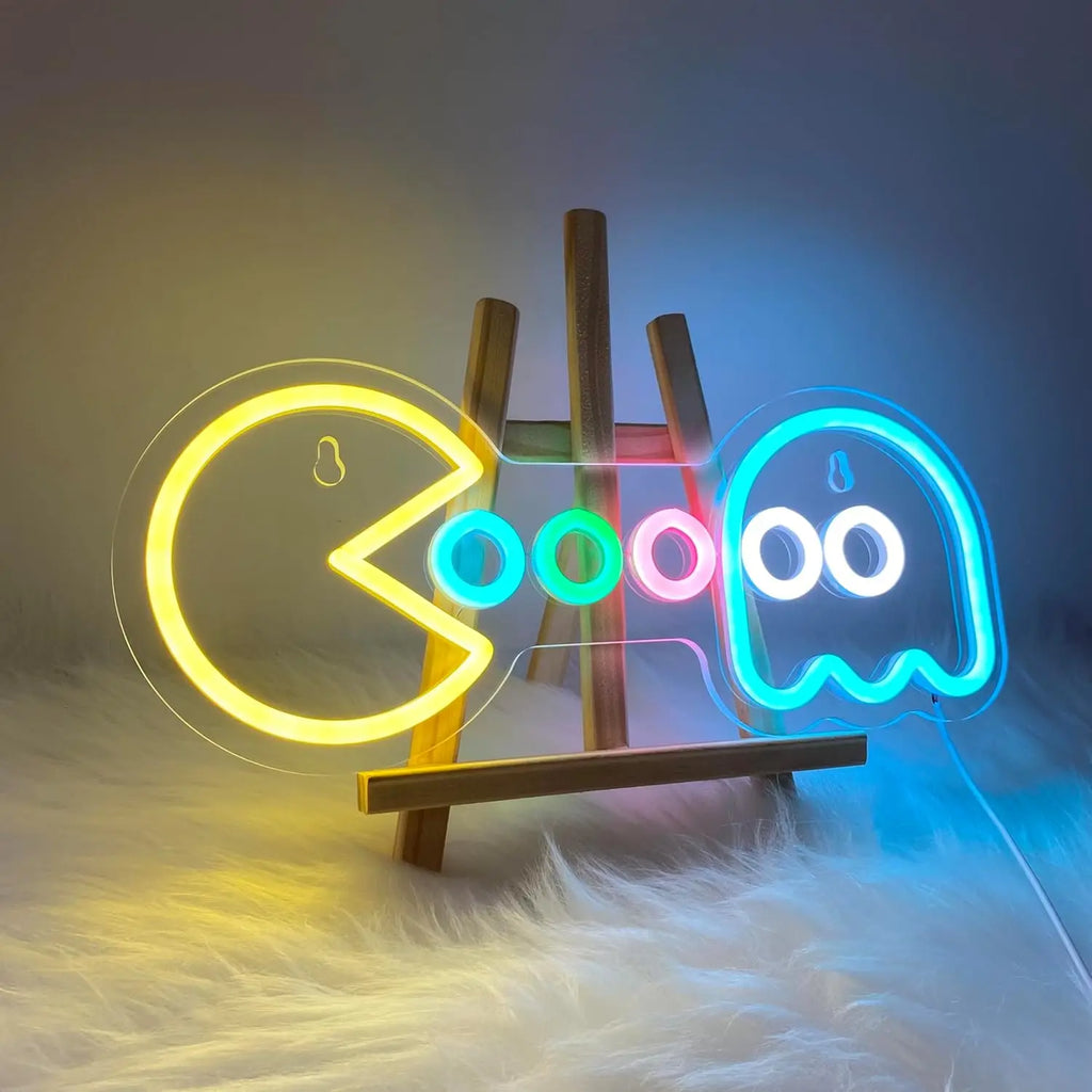 Pac Man and Ghost LED Neon Sign