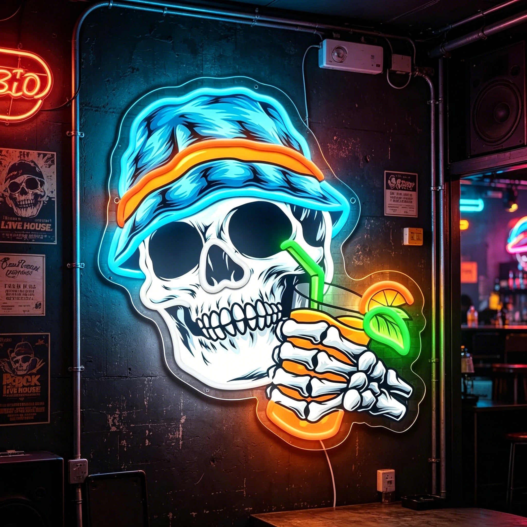 Summer Vibes Skull LED Neon Sign