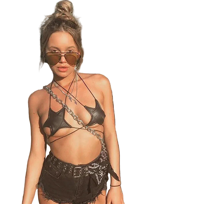 Leather Star Top