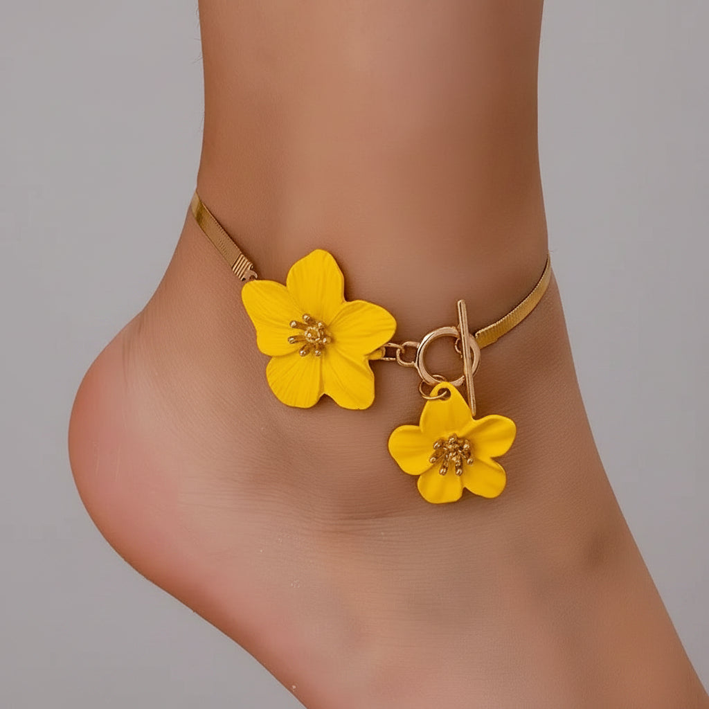 Chic Flower Pendant Anklet